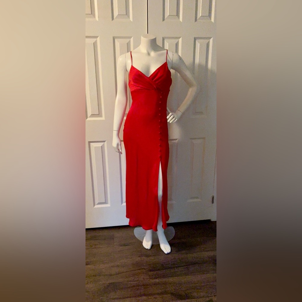 Zara Red Asymmetrical Maxi Dress Sweetheart Neckline - New with Tags